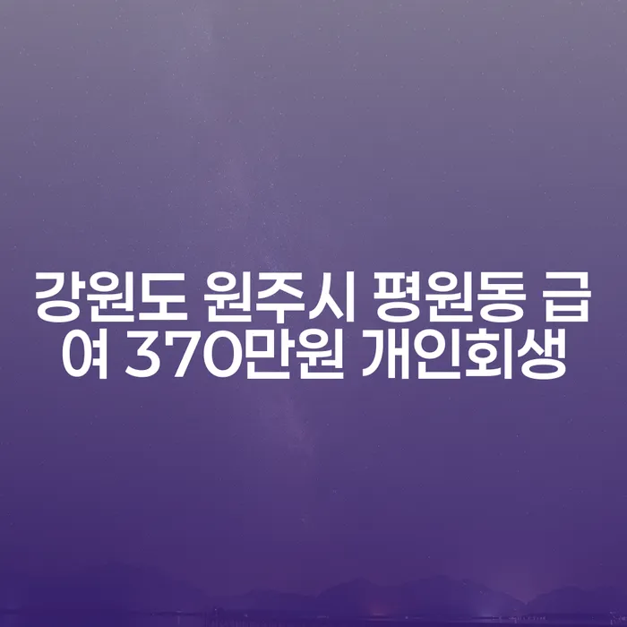 강원도 원주시 평원동에서 급여 370만원으로 개인회생을 신청하는 방법은?